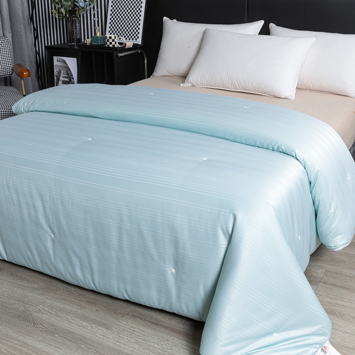 91家纺网 家纺一手货源 找家纺 恒鑫2025新款纯色全棉蚕丝被春秋被 夏被 加厚冬被拉链子母被 水草兰