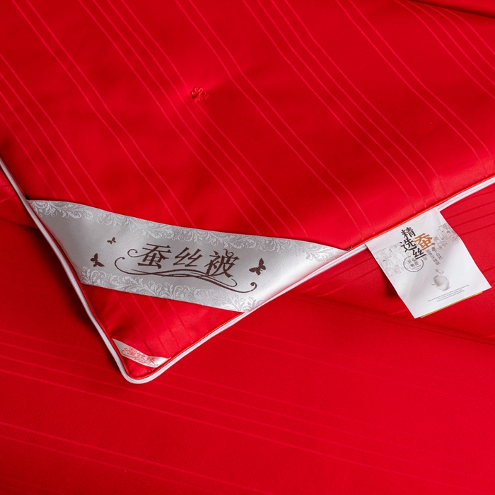 91家纺网 家纺一手货源 找家纺 恒鑫2025新款纯色全棉蚕丝被春秋被 夏被 加厚冬被拉链子母被 红色