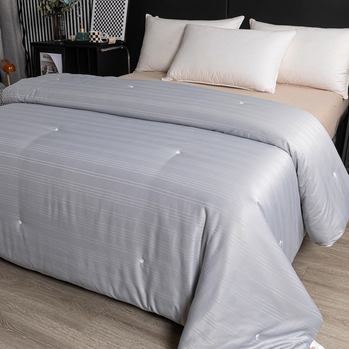 91家纺网 家纺一手货源 找家纺 恒鑫2025纯色全棉蚕丝被春秋被 夏被 加厚冬被拉链子母被 高级灰