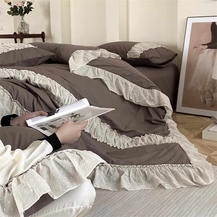 91家纺网 家纺一手货源 找家纺 （总）朗莎家纺 2023新款全棉水洗棉法式四件套