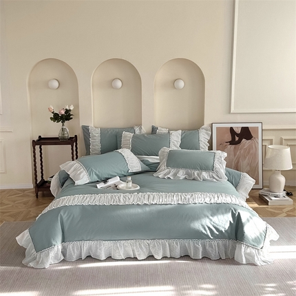 91家纺网 家纺一手货源 找家纺 （总）朗莎家纺 2023新款全棉水洗棉法式四件套