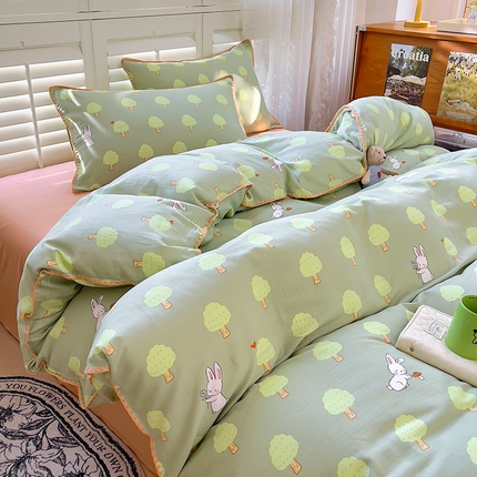 91家纺网 家纺一手货源 找家纺 （总）田野 2023新款全棉A类贝壳边双层纱四件套