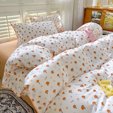 91家纺网 家纺一手货源 找家纺 （总）田野 2023新款全棉A类贝壳边双层纱四件套