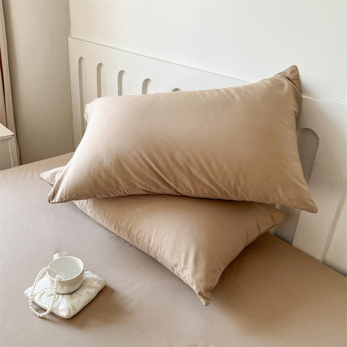 91家纺网 家纺一手货源 找家纺 857家居 2023新款全棉纯色床笠床单 巧克力咖