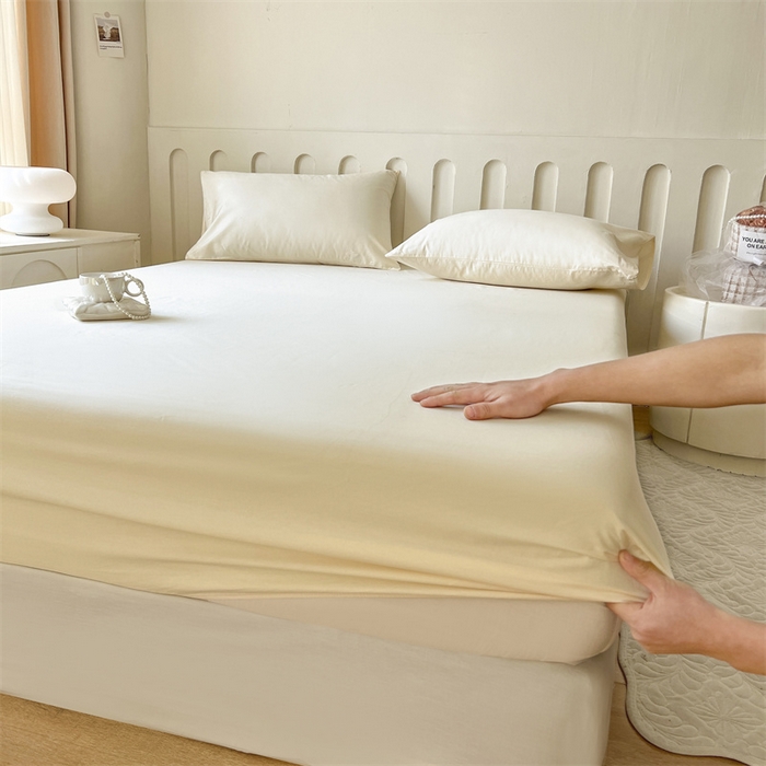 91家纺网 家纺一手货源 找家纺 857家居 2023新款全棉纯色床笠床单 珍珠白