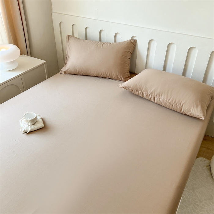 91家纺网 家纺一手货源 找家纺 857家居 2023新款全棉纯色床笠床单 巧克力咖