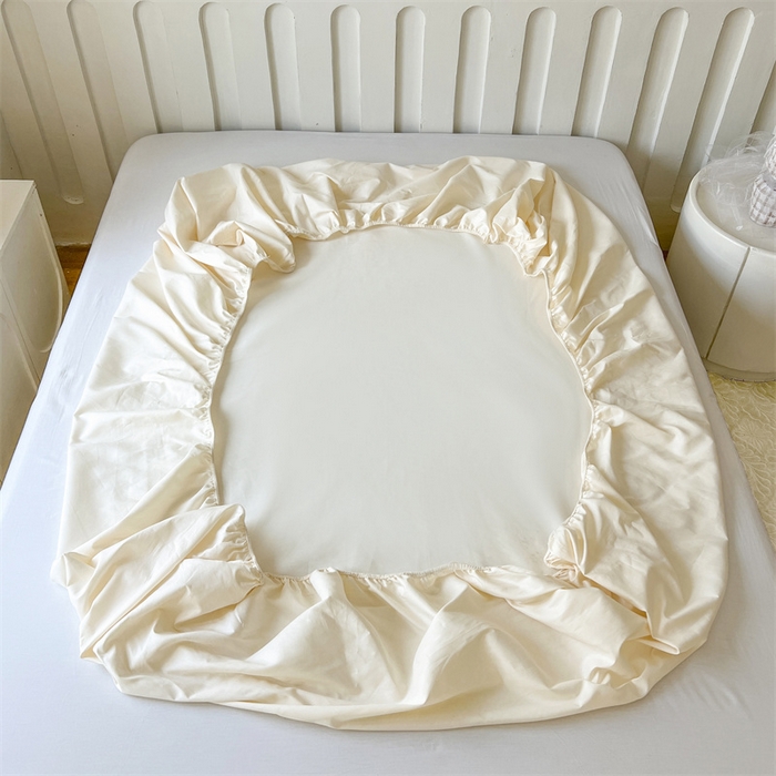 91家纺网 家纺一手货源 找家纺 857家居 2023新款全棉纯色床笠床单 珍珠白