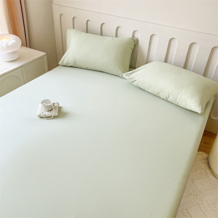 91家纺网 家纺一手货源 找家纺 857家居 2023新款全棉纯色床笠床单 嫩绿
