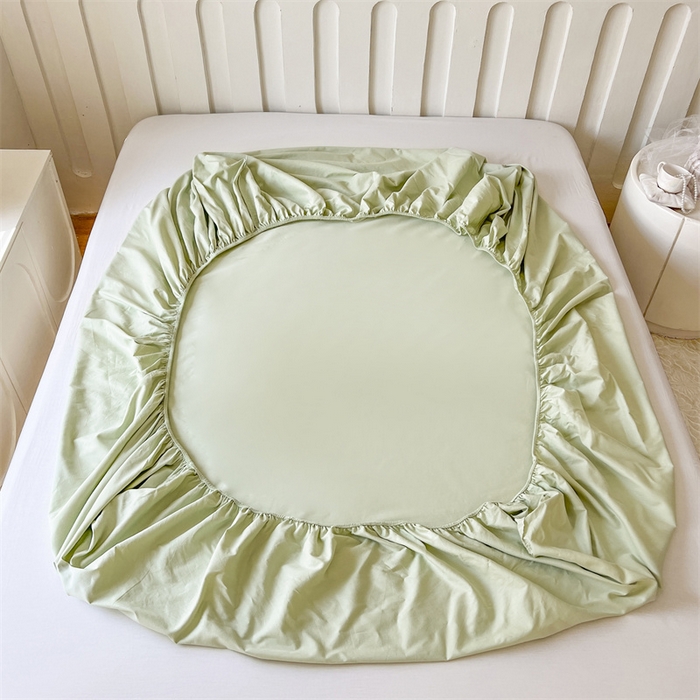 91家纺网 家纺一手货源 找家纺 857家居 2023新款全棉纯色床笠床单 嫩绿