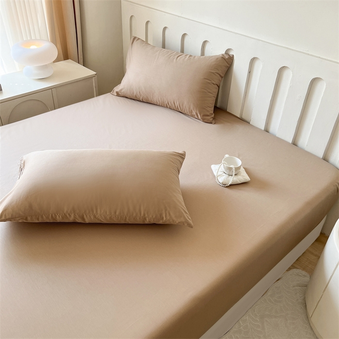 91家纺网 家纺一手货源 找家纺 857家居 2023新款全棉纯色床笠床单 巧克力咖