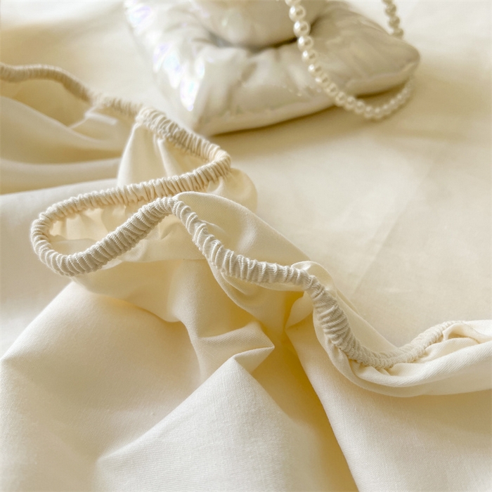 91家纺网 家纺一手货源 找家纺 857家居 2023新款全棉纯色床笠床单 珍珠白