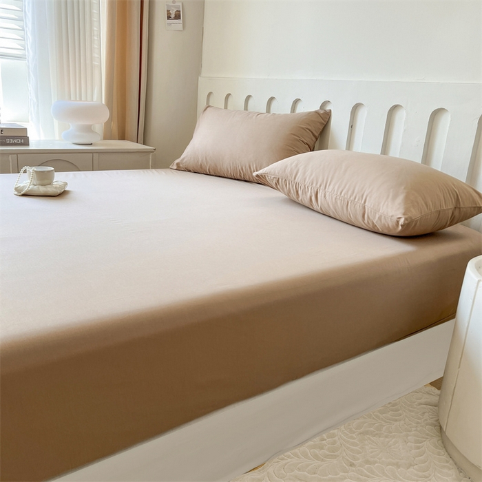 91家纺网 家纺一手货源 找家纺 857家居 2023新款全棉纯色床笠床单 巧克力咖
