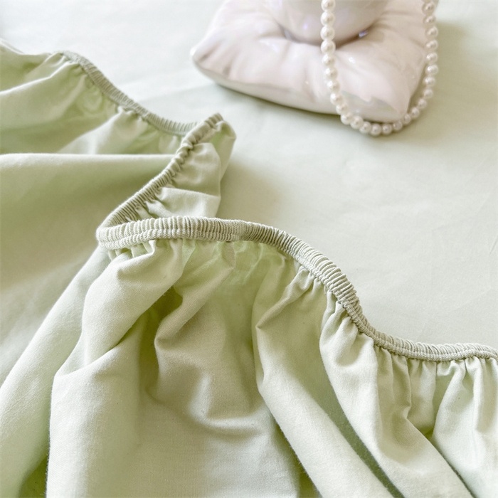 91家纺网 家纺一手货源 找家纺 857家居 2023新款全棉纯色床笠床单 嫩绿