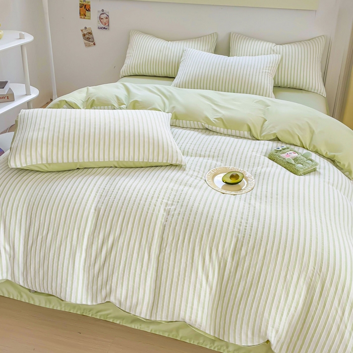 91家纺网 家纺一手货源 找家纺 （总）千朵 2023新款全棉色织条纹四件套