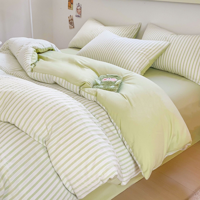 91家纺网 家纺一手货源 找家纺 （总）千朵 2023新款全棉色织条纹四件套