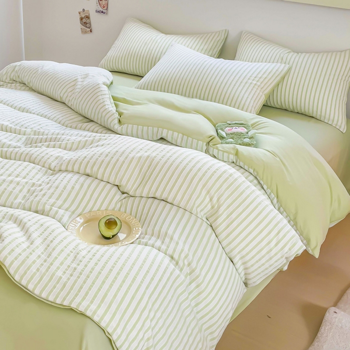 91家纺网 家纺一手货源 找家纺 （总）千朵 2023新款全棉色织条纹四件套