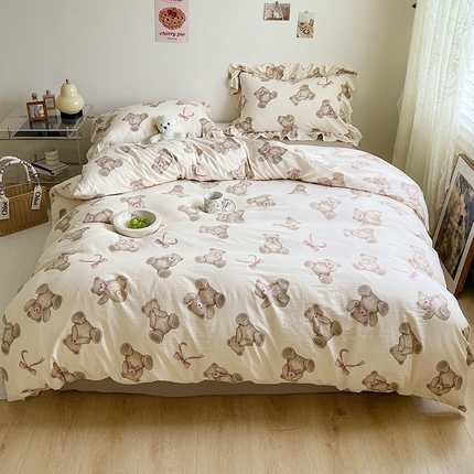 91家纺网 家纺一手货源 找家纺 （总）贝扬思家纺 2023新款BYS韩风水洗双层纱荷叶边套件&场景一