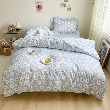 91家纺网 家纺一手货源 找家纺 （总）贝扬思家纺 2023新款BYS韩风水洗双层纱荷叶边套件&场景一