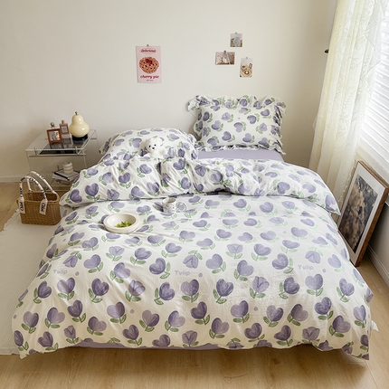 91家纺网 家纺一手货源 找家纺 （总）贝扬思家纺 2023新款BYS韩风水洗双层纱荷叶边套件&场景一