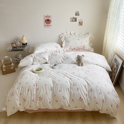 91家纺网 家纺一手货源 找家纺 （总）贝扬思家纺 2023新款BYS韩风水洗双层纱荷叶边套件&场景一