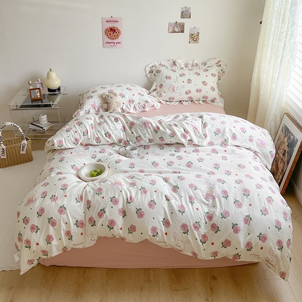 91家纺网 家纺一手货源 找家纺 （总）贝扬思家纺 2023新款BYS韩风水洗双层纱荷叶边套件&场景一