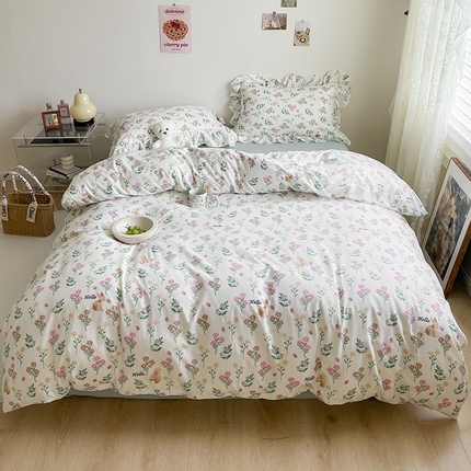 91家纺网 家纺一手货源 找家纺 （总）贝扬思家纺 2023新款BYS韩风水洗双层纱荷叶边套件&场景一