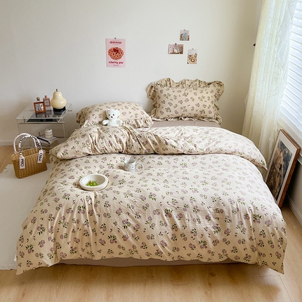 91家纺网 家纺一手货源 找家纺 （总）贝扬思家纺 2023新款BYS韩风水洗双层纱荷叶边套件&场景一