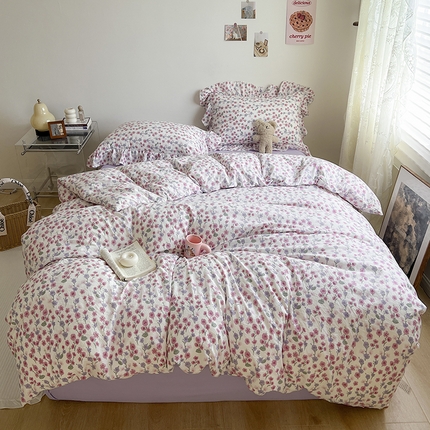 91家纺网 家纺一手货源 找家纺 （总）贝扬思家纺 2023新款BYS韩风水洗双层纱荷叶边套件&场景一