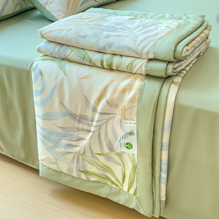 91家纺网 家纺一手货源 找家纺 千朵 2023新款冰激凌莱赛尔纤维系列夏被四件套 塞米琳