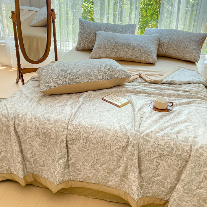 91家纺网 家纺一手货源 找家纺 千朵 2023新款冰激凌莱赛尔纤维系列夏被四件套 瑞莎绿