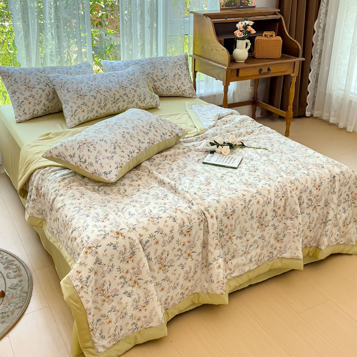 91家纺网 家纺一手货源 找家纺 千朵 2023新款冰激凌莱赛尔纤维系列夏被四件套 蔷薇日记