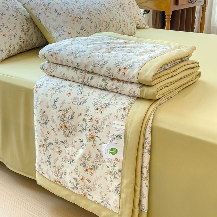 91家纺网 家纺一手货源 找家纺 （总）千朵 2023新款冰激凌莱赛尔纤维系列夏被四件套