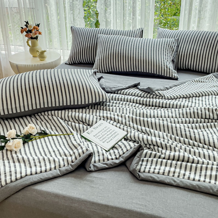 91家纺网 家纺一手货源 找家纺 千朵 2023新款A类全棉色织水洗棉夏被 锦瑟灰