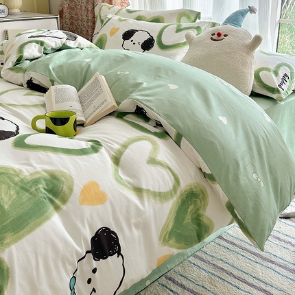 91家纺网 家纺一手货源 找家纺 （总）盛馨家纺 2023新款全棉喷气纯棉床笠印花简约田园风三件套四件套