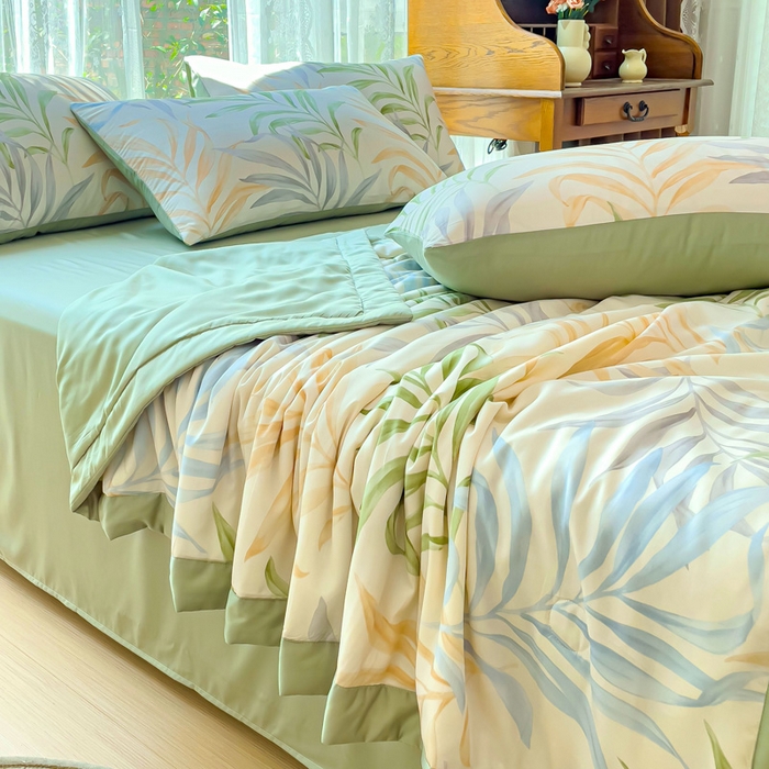 91家纺网 家纺一手货源 找家纺 千朵 2023新款冰激凌莱赛尔纤维系列夏被四件套 塞米琳