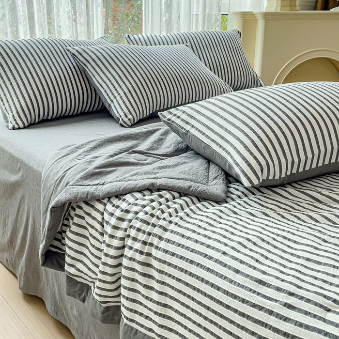 91家纺网 家纺一手货源 找家纺 千朵 2023新款A类全棉色织水洗棉夏被 锦瑟灰