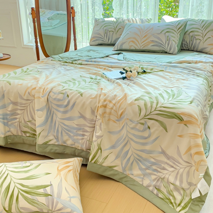 91家纺网 家纺一手货源 找家纺 千朵 2023新款冰激凌莱赛尔纤维系列夏被四件套 塞米琳