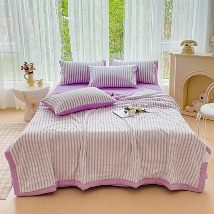 千朵 2023新款A类全棉色织水洗棉夏被 锦瑟紫