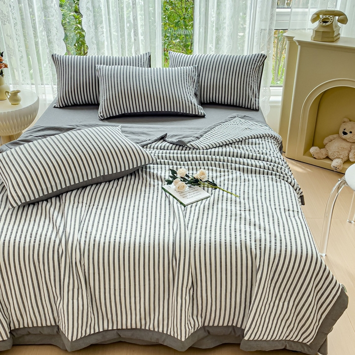 91家纺网 家纺一手货源 找家纺 千朵 2023新款A类全棉色织水洗棉夏被 锦瑟灰