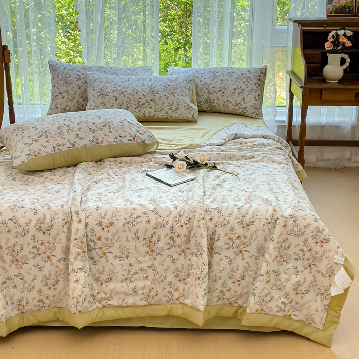 91家纺网 家纺一手货源 找家纺 千朵 2023新款冰激凌莱赛尔纤维系列夏被四件套 蔷薇日记