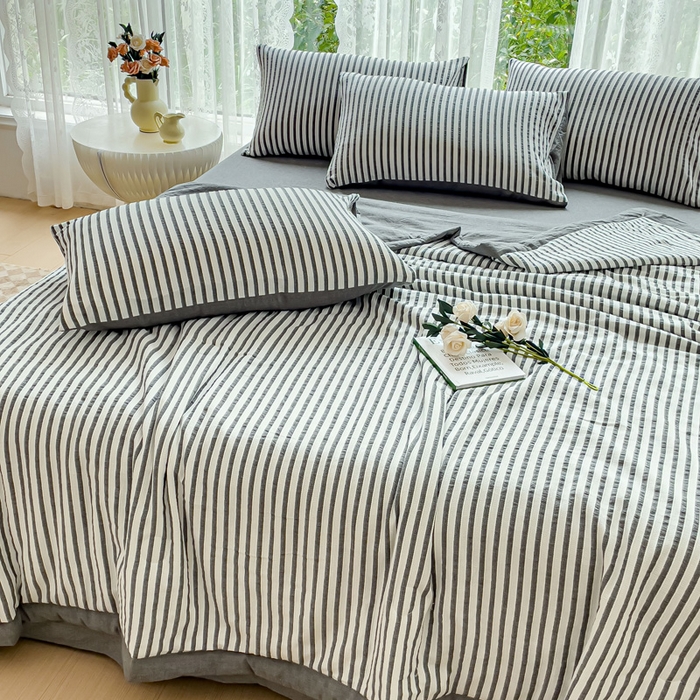 91家纺网 家纺一手货源 找家纺 千朵 2023新款A类全棉色织水洗棉夏被 锦瑟灰