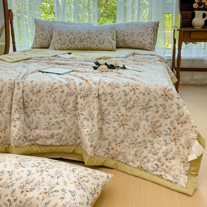 91家纺网 家纺一手货源 找家纺 （总）千朵 2023新款冰激凌莱赛尔纤维系列夏被四件套