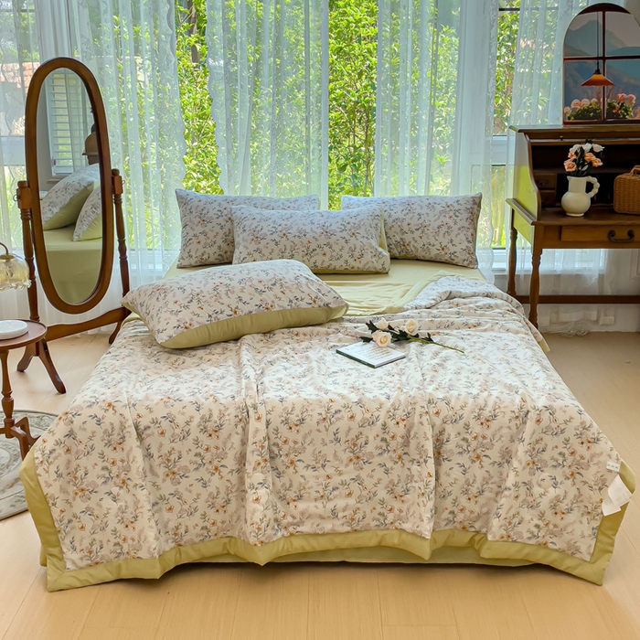 91家纺网 家纺一手货源 找家纺 （总）千朵 2023新款冰激凌莱赛尔纤维系列夏被四件套