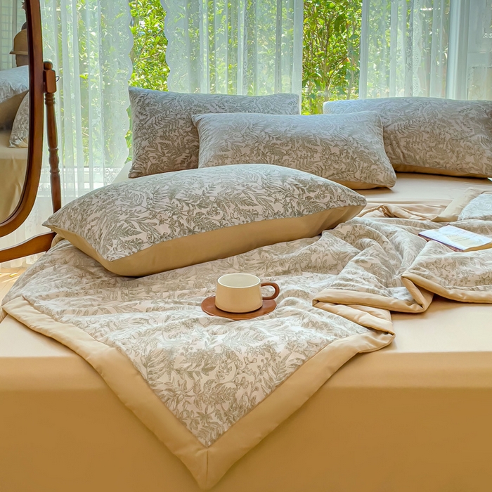 91家纺网 家纺一手货源 找家纺 千朵 2023新款冰激凌莱赛尔纤维系列夏被四件套 瑞莎绿