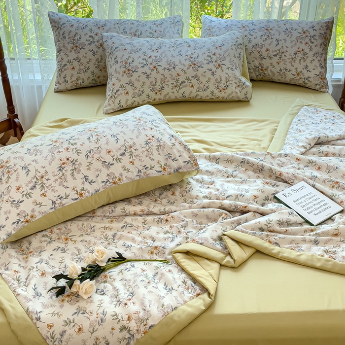 91家纺网 家纺一手货源 找家纺 （总）千朵 2023新款冰激凌莱赛尔纤维系列夏被四件套