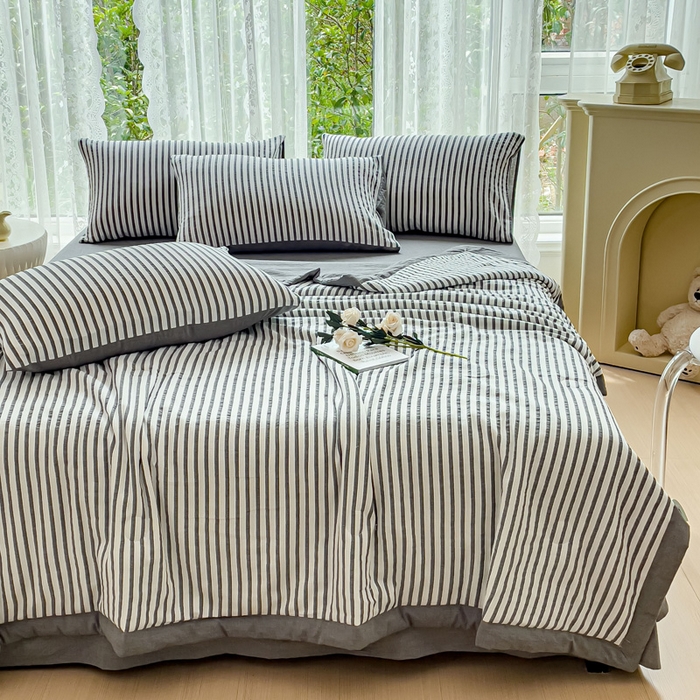 91家纺网 家纺一手货源 找家纺 千朵 2023新款A类全棉色织水洗棉夏被 锦瑟灰