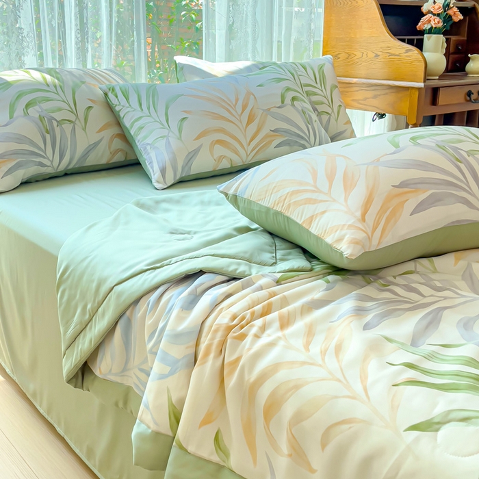 91家纺网 家纺一手货源 找家纺 千朵 2023新款冰激凌莱赛尔纤维系列夏被四件套 塞米琳