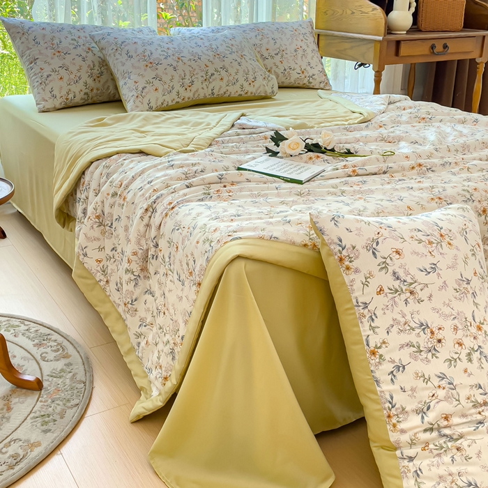 91家纺网 家纺一手货源 找家纺 （总）千朵 2023新款冰激凌莱赛尔纤维系列夏被四件套