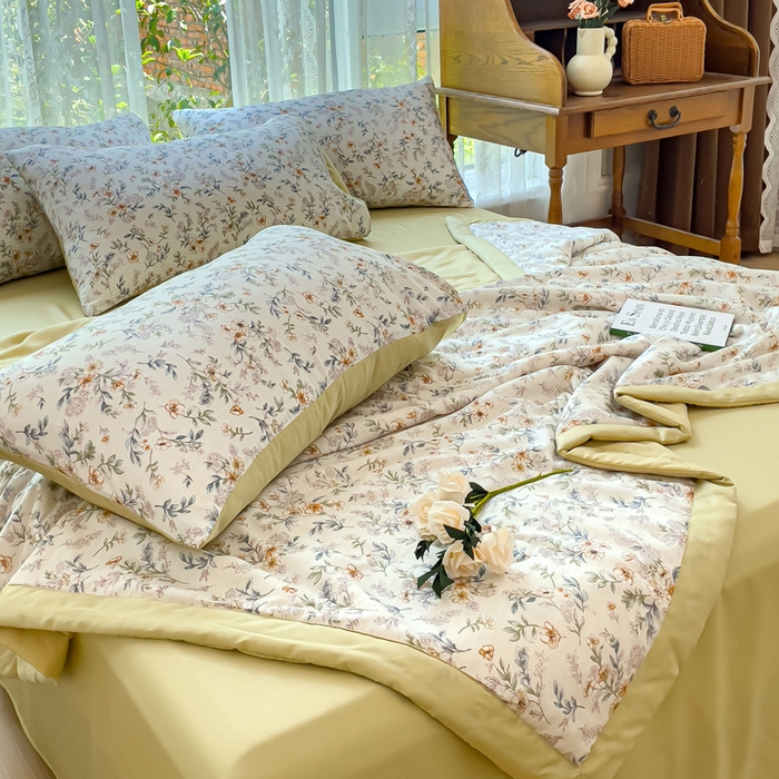 91家纺网 家纺一手货源 找家纺 千朵 2023新款冰激凌莱赛尔纤维系列夏被四件套 蔷薇日记