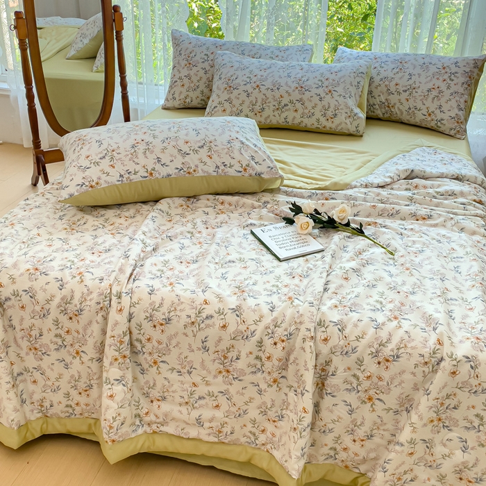 91家纺网 家纺一手货源 找家纺 （总）千朵 2023新款冰激凌莱赛尔纤维系列夏被四件套